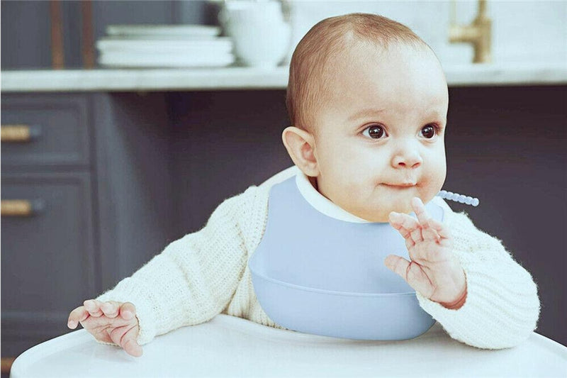 Ozstock Bib With Food Catcher Reusable 1pk 25cm x 21cm 6mths+ Pink Blue