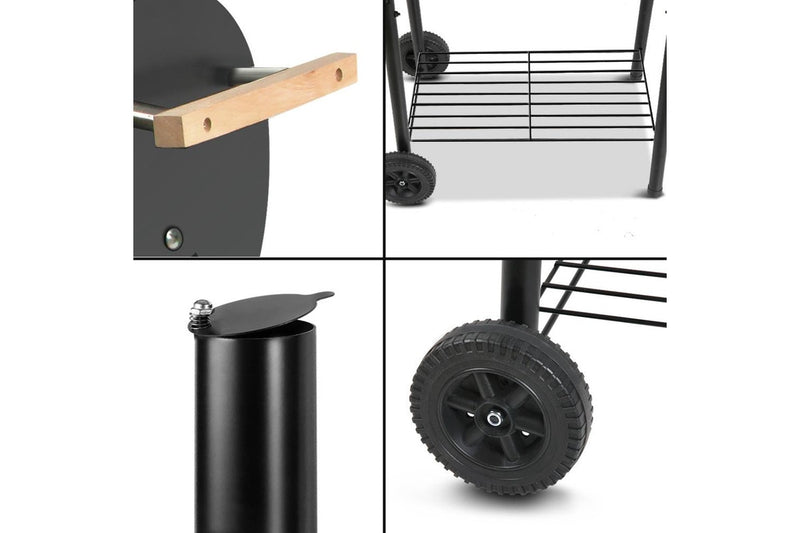 Grillz 2-In-1 BBQ Grill Offset Charcoal Smoker