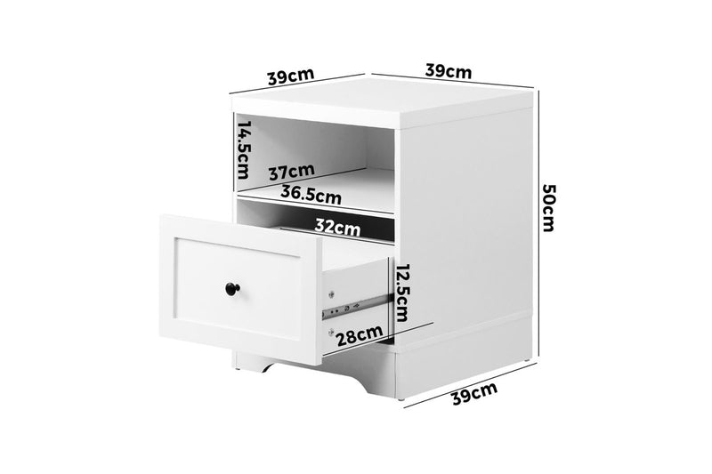 Oikiture 2PCS Bedside Tables Nightstand Hamptons Furniture