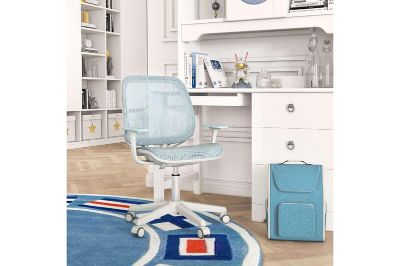Giantex Kids Desk Chair Swivel Mesh Computer Chair w/Adjustable Height & Armrests Ergonomic Task Study Chair Blue