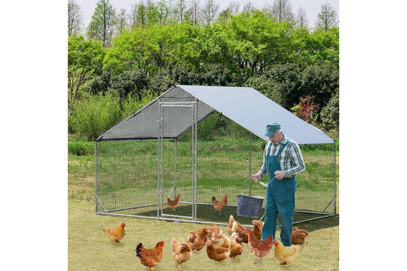 Costway Large Chicken Coop 2x3x1.95m Walk-in Cage Run Rabbit Hutch Outdoor Bunny Hen House Ferret Pet Enclosure Galvanized Steel
