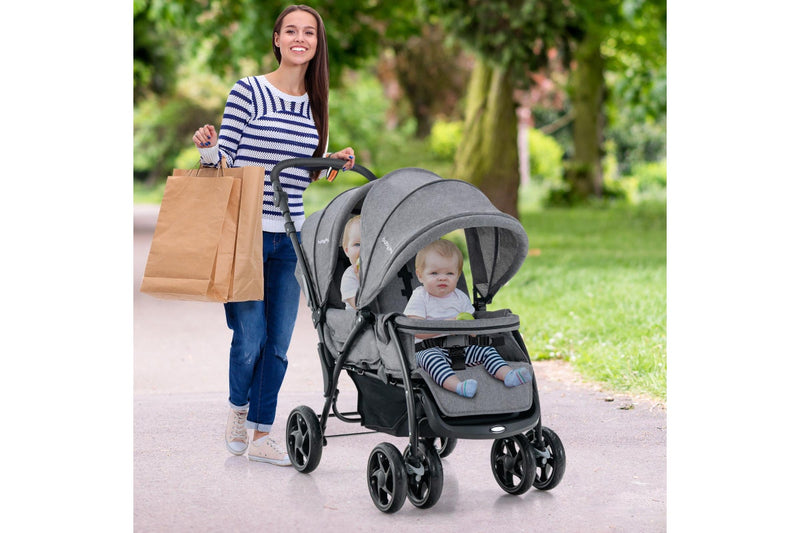 Giantex Foldable Double Seat Baby Pram Toddler Stroller Backrest Footrest Twin Infant Snap Stroller