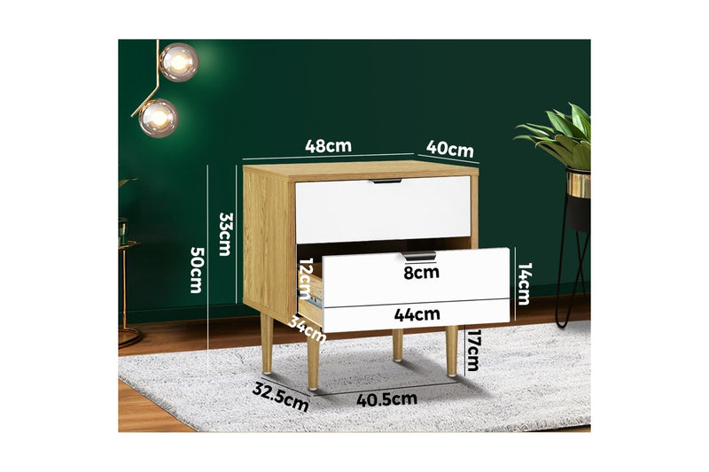 Oikiture Bedside Tables Set of 2 Side Table