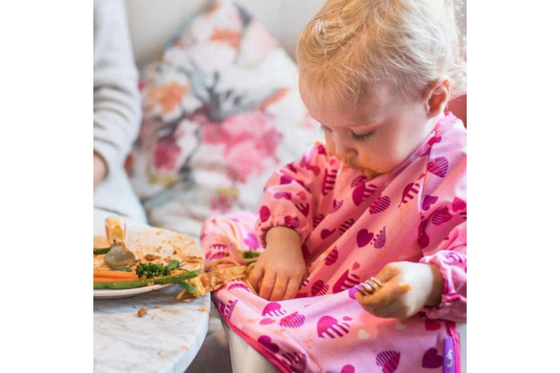 Tidy Tot: Long Sleeve Cover & Catch Bib - Hearts