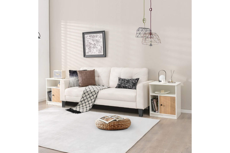 Giantex 2PCS Bedside Table Nightstand w/Open Shelves End Table Storage Cabinet Home Office Side Table White