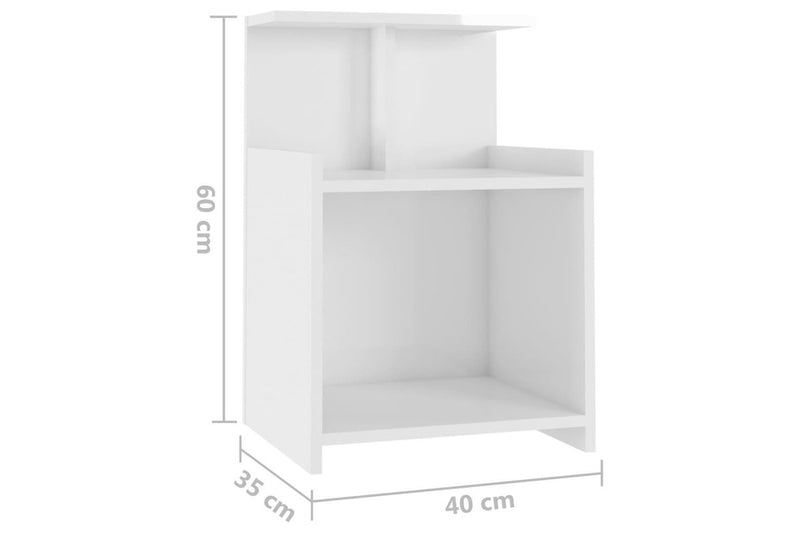 Bed Cabinets 2 Pcs High Gloss White 40X35x60 Cm Engineered Wood Bedside Tables