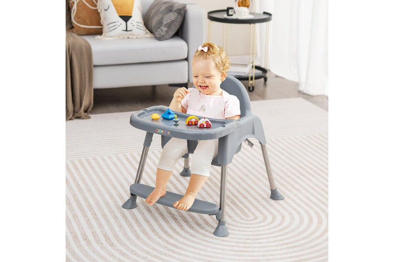 Giantex 4-in-1 Baby High Chair Foldable Infant Booster Seat Toddler Feeding Chair w/Removable Tray Grey