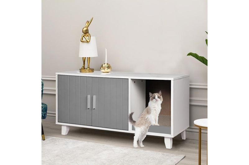 Enclosed Cat Litter Cabinet Box Grey