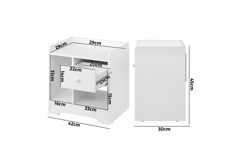Oikiture Bedside Tables Set of 2 Nightstand Shelf White