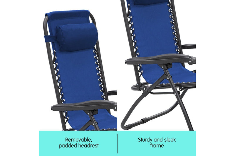 Wallaroo Gravity Reclining Deck Lounge Sun Beach Chair Outdoor Folding Camping Grey Camping Chairs