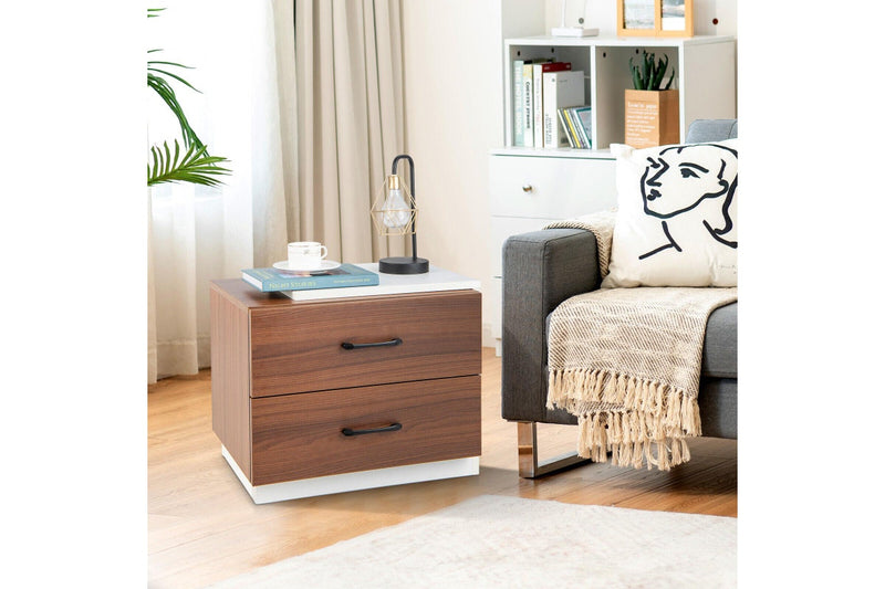 Giantex Modern Wood Nightstand Home Bedside Storage Table 2 Drawer Wooden End Table