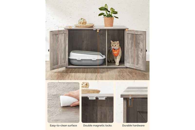 Cat Litter Box Enclosure with Removable Divider - Indoor Cat House and End Table