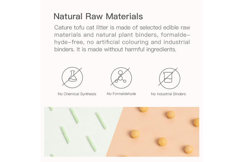 2x Cature 6L 2.4kg Natural Tofu Clumping Cat Litter Pellets Green Tea Flushable