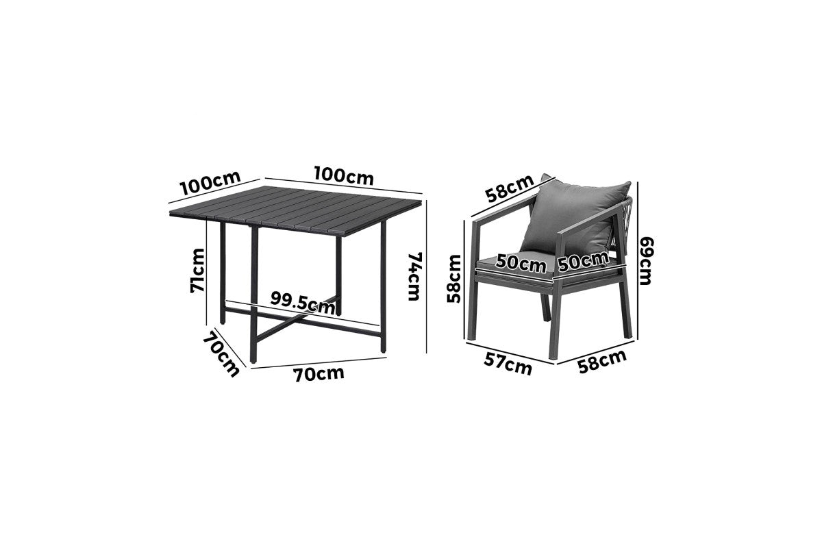 Livsip 4 Seater Outdoor Dining Set Black Table