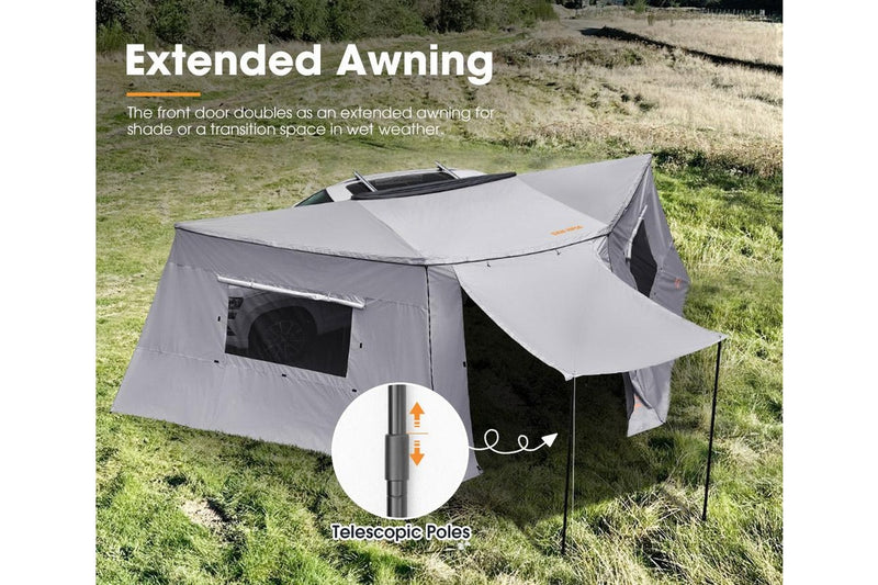 San Hima 180 Degree Awning With Side Wall Free-Standing Car Camping Sunshade