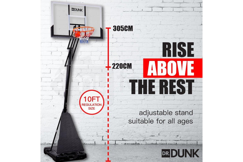 Dr.Dunk 3.05M Portable Basketball Hoop Stand System Height Adjustable Net Ring Rim Slam Backboard