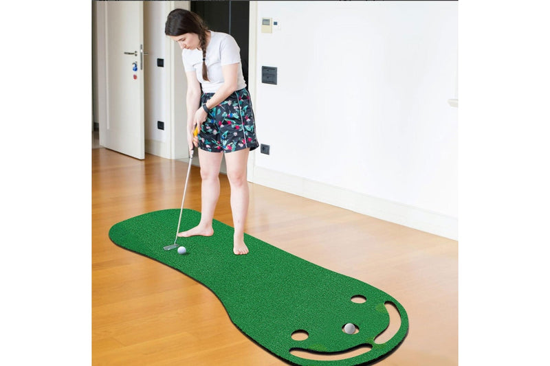 Indoor Golf Putting Green Mat - Non-Slip 3-Hole Design for Home/Office Play - 90x270cm