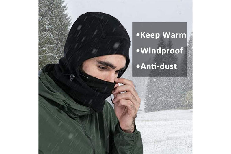 Thermal Fleece Balaclava Face Mask Beanie Hat Ski Snowboard Motorbike - Black