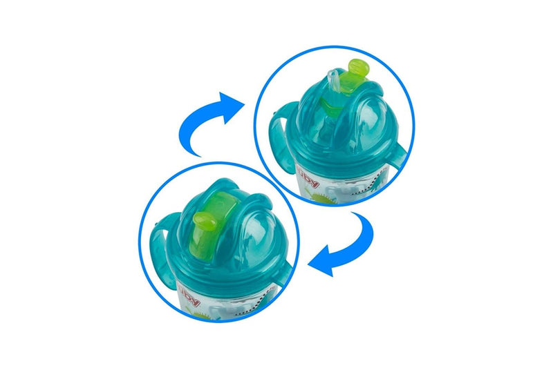 2x Nuby Tritan Weighted Sipping Straw Flip It Drinking Cup 240ml 12m+ Assorted