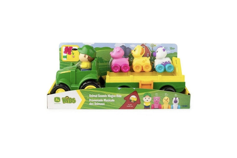 John Deere 35cm Animal Sounds Music Wagon Ride Kids Vehicle w Figure Toy 18m+
