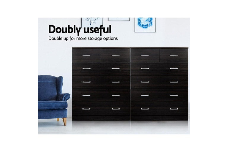 Tallboy 6 Drawers Storage Cabinet - Walnut
