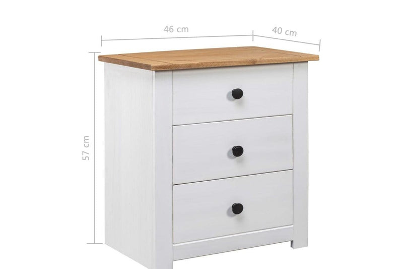 Bedside Cabinet White 46X40x57 Cm Pinewood Panama Range Bedside Tables
