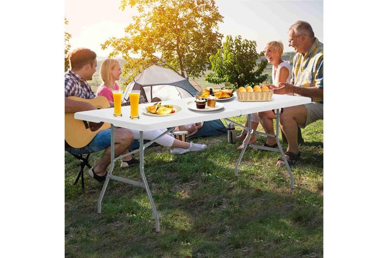 Costway 180cm Camping Table Folding Study Desk Picnic Dining 150kg Weight Capacity w/Carrying Handle