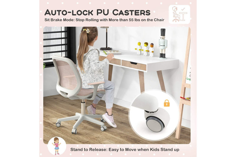 Giantex Kids Desk Chair Swivel Mesh Computer Chair w/Adjustable Height & Armrests Ergonomic Task Study Chair Pink