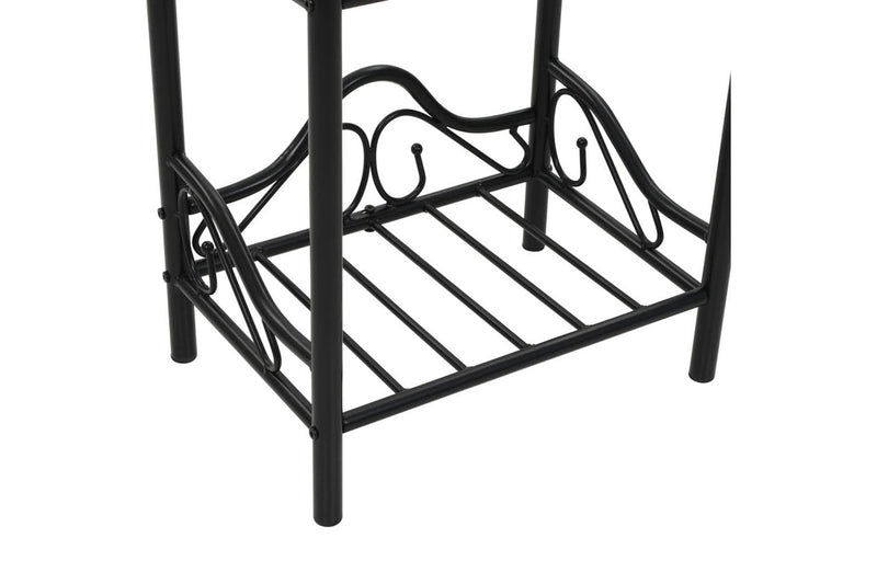 2 Pcs Steel And Tempered Glass 45X30.5X60 Cm Black Bedside Tables