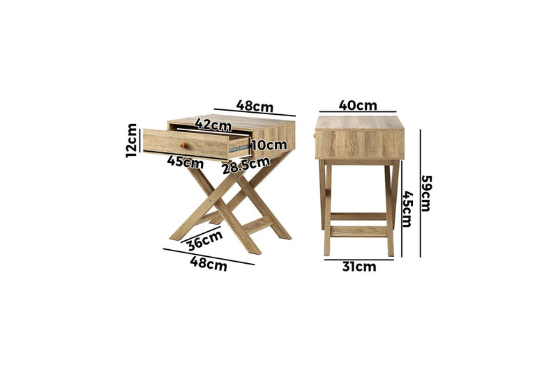 Oikiture Bedside Tables Set of 2 Nightstand Side End Table