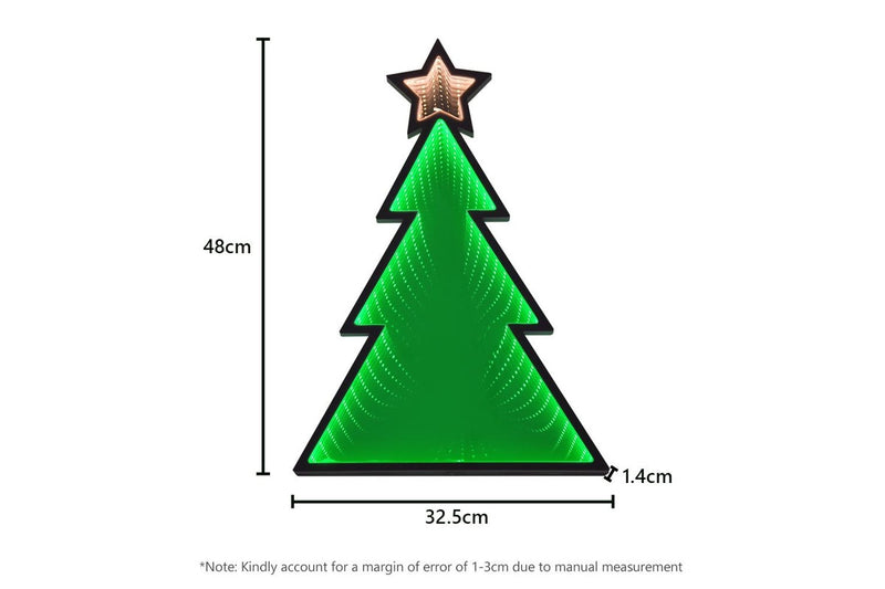 CarolCraft 50cm LED Infinity 3D Mirror Christmas Tree Xmas Light Decoration Home Party