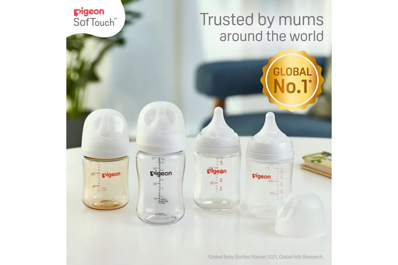 2pc Pigeon SofTouch Anti-Colic Baby Newborn Feeding Milk Bottle PPSU 160ml 0m+