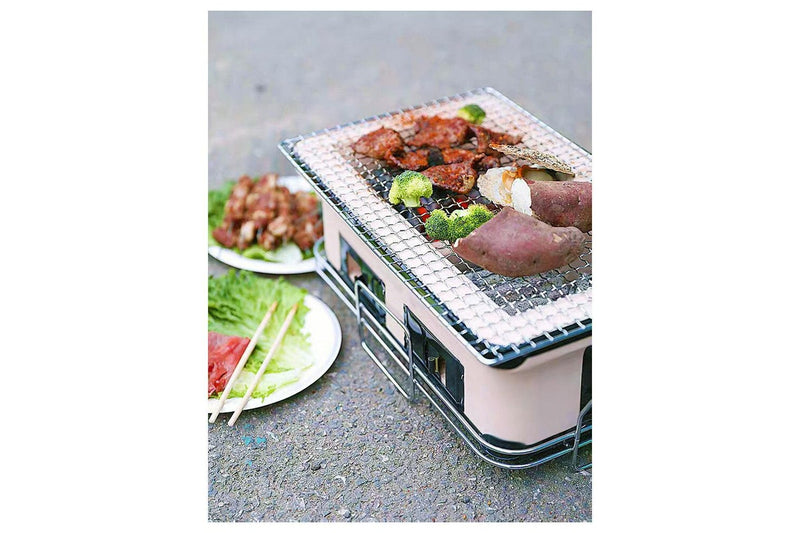 Healthy Choice 40.5cm Clay Firebox Hibachi Tabletop Dual Charcoal Grill Mini BBQ