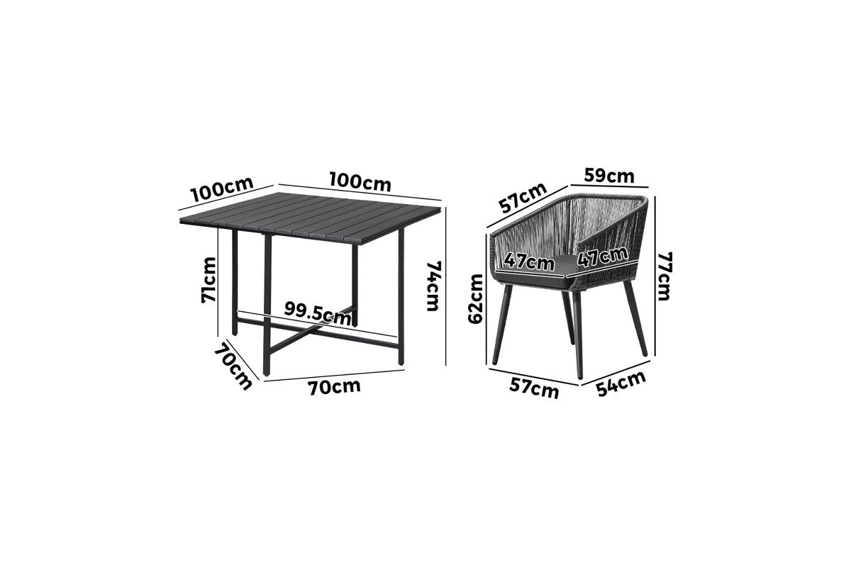Livsip 5PCS Outdoor Dining Set Furniture Black Table