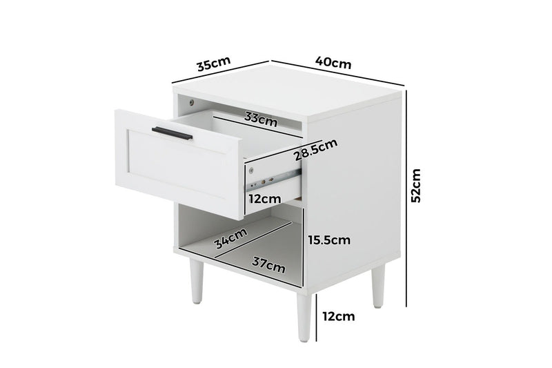 Oikiture Bedside Tables Set of 2 Nightstand White