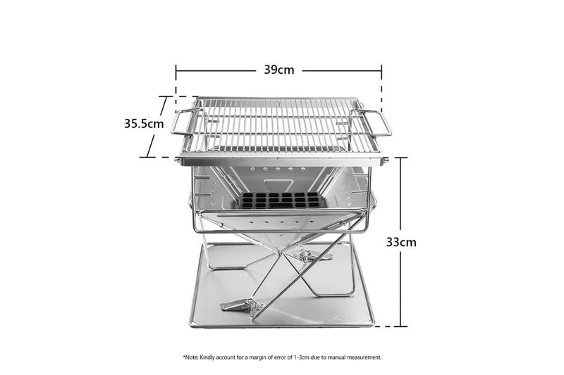 CAMPINGMOON Stove Fire Pit BBQ Grill Adjustable Camping Stainless Steel Medium MT-035