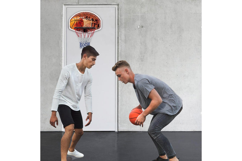 Costway Indoor Basketball Hoop Wall Door Mounted Backborad Ring Set 73×49cm w/Weatherproof Nylon Net Home Outdoor Office