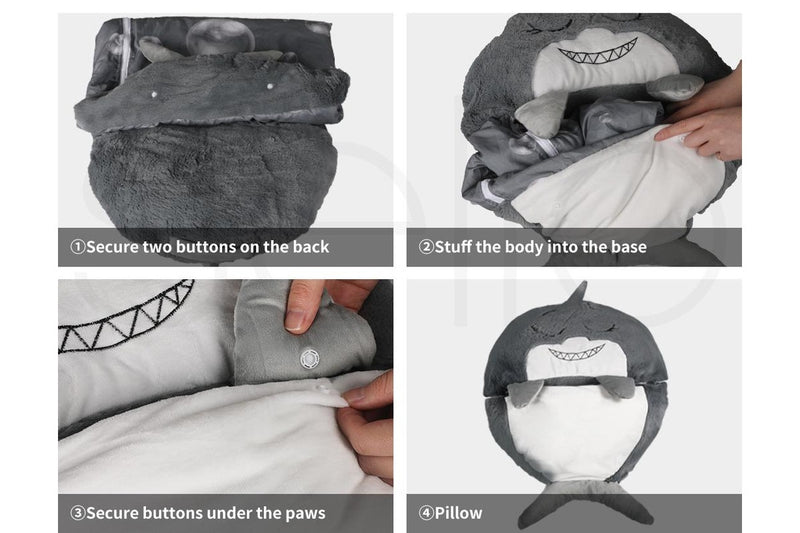 Mountview Sleeping Bag Child Pillow Stuffed Toy Kids Bags Gift Shark 180cm L