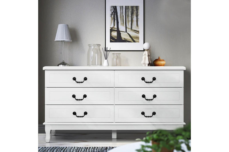 Chest of Drawers Dresser Table Lowboy Storage Cabinet White KUBI Bedroom
