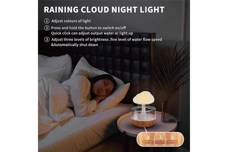Ozstock USB Rechargeable Raincloud Humidifier with LED Lights and Rain Sound