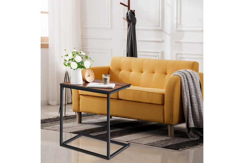 Giantex C Shaped End Table Sofa Side Table Laptop Desk w/Metal Frame Living Room Bedroom