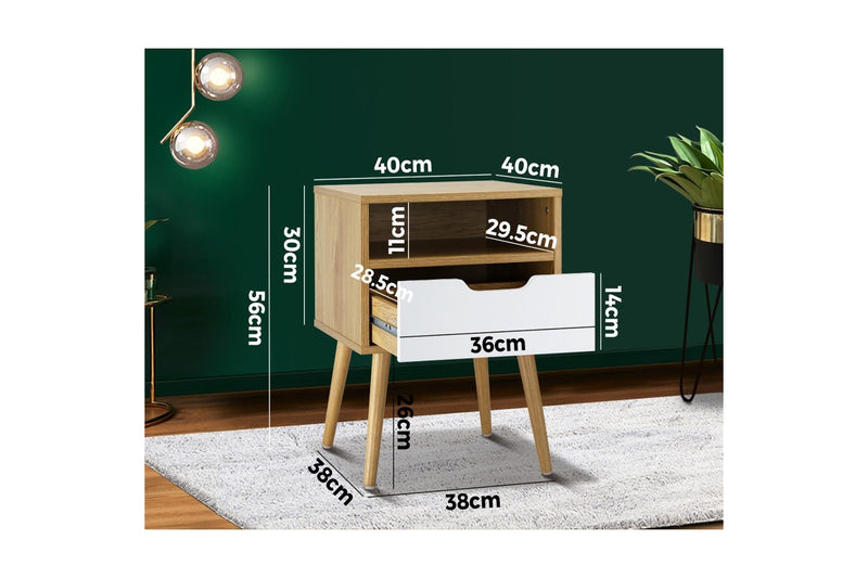 Oikiture Bedside Table White