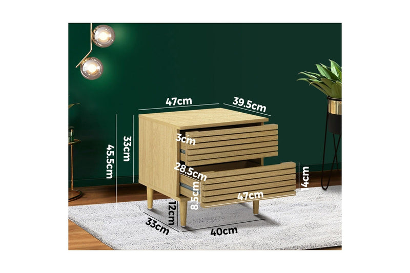Oikiture Bed Side Table 2 Drawers