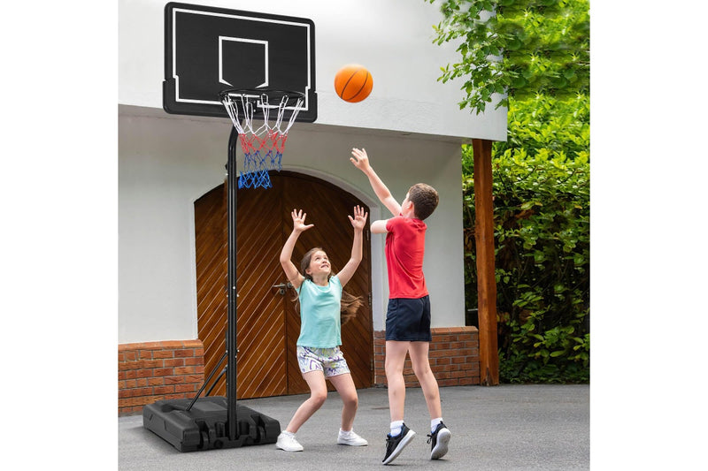 Costway 2.1m-2.6m Adjustable Height Basketball Hoop Outdoor Basketball Stand System Black