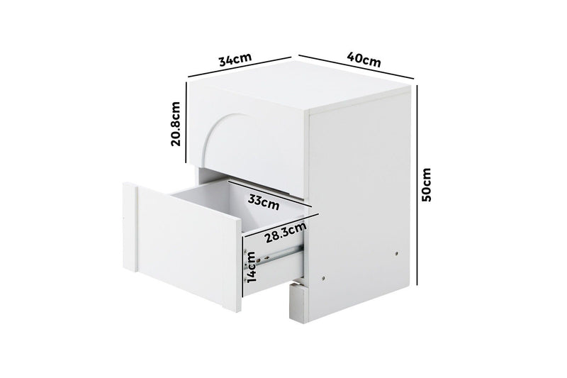 Oikiture Bedside Table 2 Drawers White