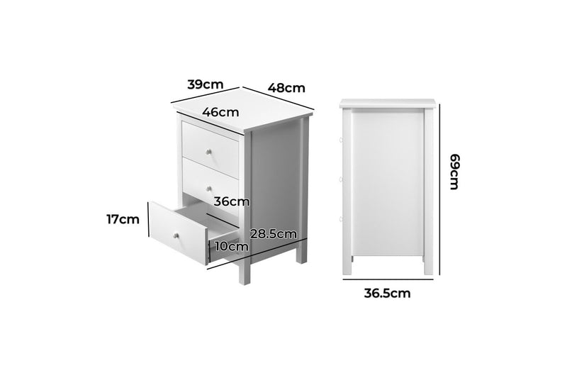 Oikiture Bedside Tables Set of 2 Nightstands White