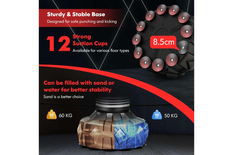 Costway 1.7m MMA Boxing Punching Bag UFC Low Kick Training Punchbag Fast Rebound Stand w/Shock Absorber&Fillable Base