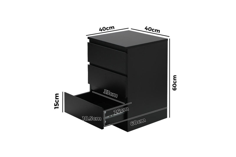 Oikiture Bedside Tables Set of 2 Side Table Nightstand Black