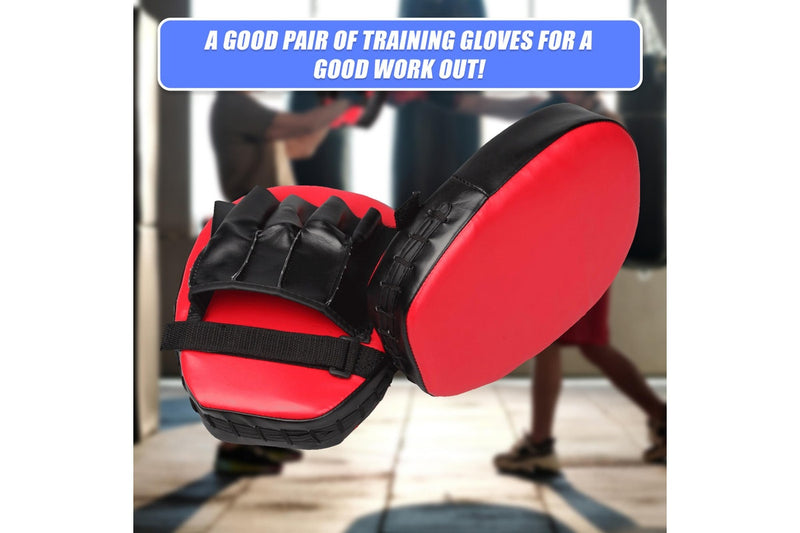 2 x Thai Boxing Punch Focus Gloves Kit Training Red & Black