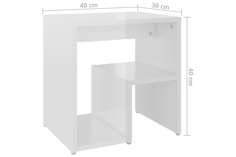 Bed Cabinets 2 Pcs High Gloss White 40X30x40 Cm Engineered Wood Bedside Tables